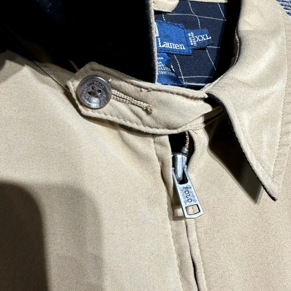 Polo by Ralph Lauren Jacket Men's 2XL Khaki Camel Brown Zip Lined Loop Collar